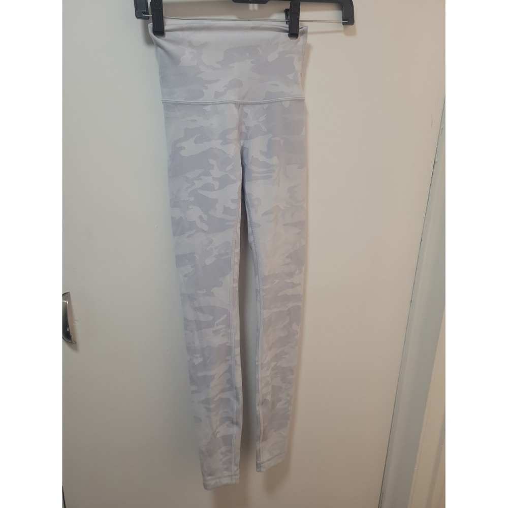 Lululemon Align High Rise Leggings White Gray Camo Size 0 Yoga Athletic Pants